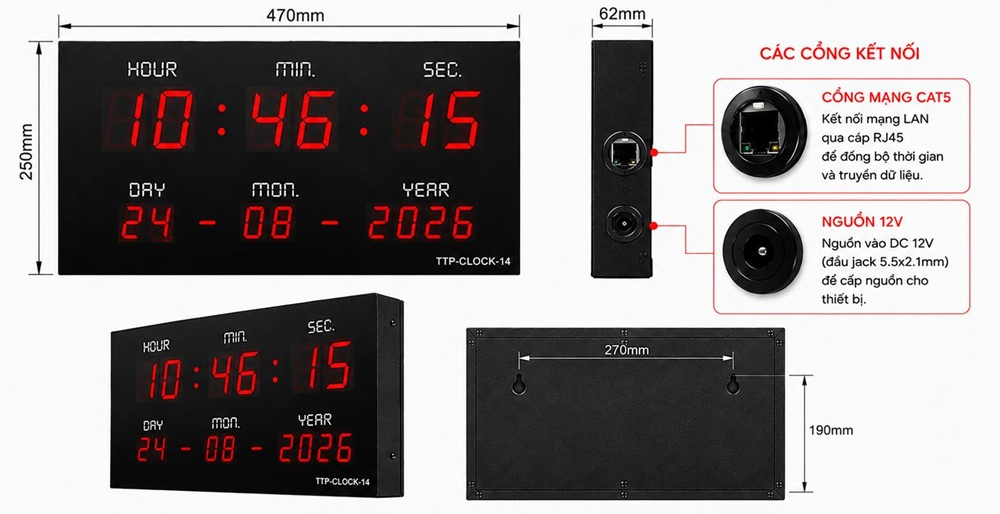 TTP-CLOCK-14 kết nối mạng LAN